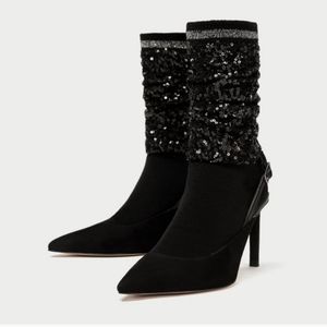 NWT Zara sequins sock style slingback courts 9US 40EU